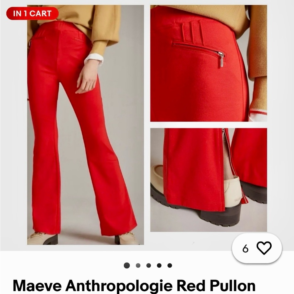 Anthropologie Vibrant Red Flare Pants